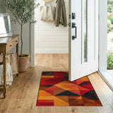 Bold Geometric Triangle Area Rug in Red Orange