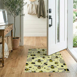 Vintage Bees Cross-Stitch Yellow Area Rug