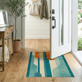 Geometric Modern Teal Orange Geometric Abstract Area Rug