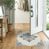 Ornate Navy Floral Medallion Area Rug