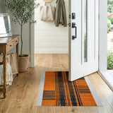 Bold Orange Black Geometric Stripe Area Rug