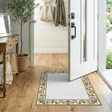 Elegant Gold Floral Border Area Rug