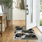 Whimsical Black Rats Geometric Area Rug
