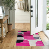 Bold Pink Geometric Modern Area Rug