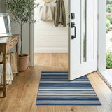 Geometric Modern Blue and Teal Modern Blue Striped Area Rug
