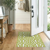Intricate Green Lattice Geometric Rug