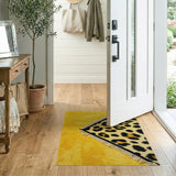 Yellow Leopard Print Shag Rug with Fringe