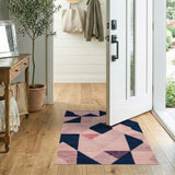 Modern Geometric Pink Navy Area Rug