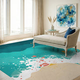 Teal Ocean Wave Splash Area Rug