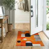 Vibrant Orange Geometric Arch Area Rug