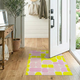 Vibrant Pixelated Pink Yellow Geometric Area Rug
