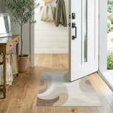 Abstract Area Beige and Neutral Beige Abstract Wave Area Rug