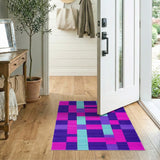 Vibrant Geometric Pink Purple Teal Area Rug