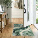 Abstract Green Watercolor Wave Area Rug
