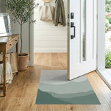 Layered Sage Green Mountain Silhouette Area Rug
