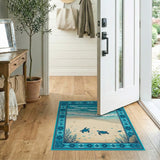 Teal Framed Baby Sea Turtle Beach Rug