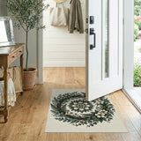 Green Eucalyptus Fern Wreath Area Rug