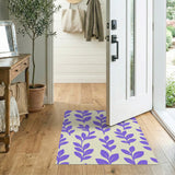 Purple Purple Leaf Silhouette Area Rug