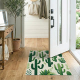 Green Whimsical Green Cactus Succulent Area Rug