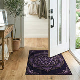 ODIKA Purple and Gold Mandala Washable Area Rug - Low Pile Non-Slip Boho Rug