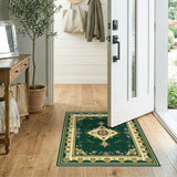 Traditional Persian Green Persian Floral Medallion Area Rug