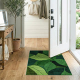 Abstract Area Lush Overlapping Green Leaves Area Rug