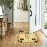 Beige Coastal Surfboard Palm Area Rug