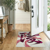 Dynamic Pink Maroon Brush Stroke Abstract Rug