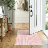 Geometric Modern Pink Checkered Washable Area Rug
