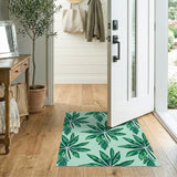 Coastal Green Palm Leaf Area Rug