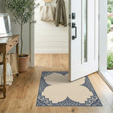 Ornate Navy Border Area Rug
