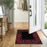 Pink Ornate Floral Frame Area Rug
