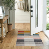 Multi-color and Patterns Vibrant Multi-Color Block Stripe Area Rug