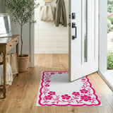 Pink Cherry Blossom Scalloped Border Area Rug