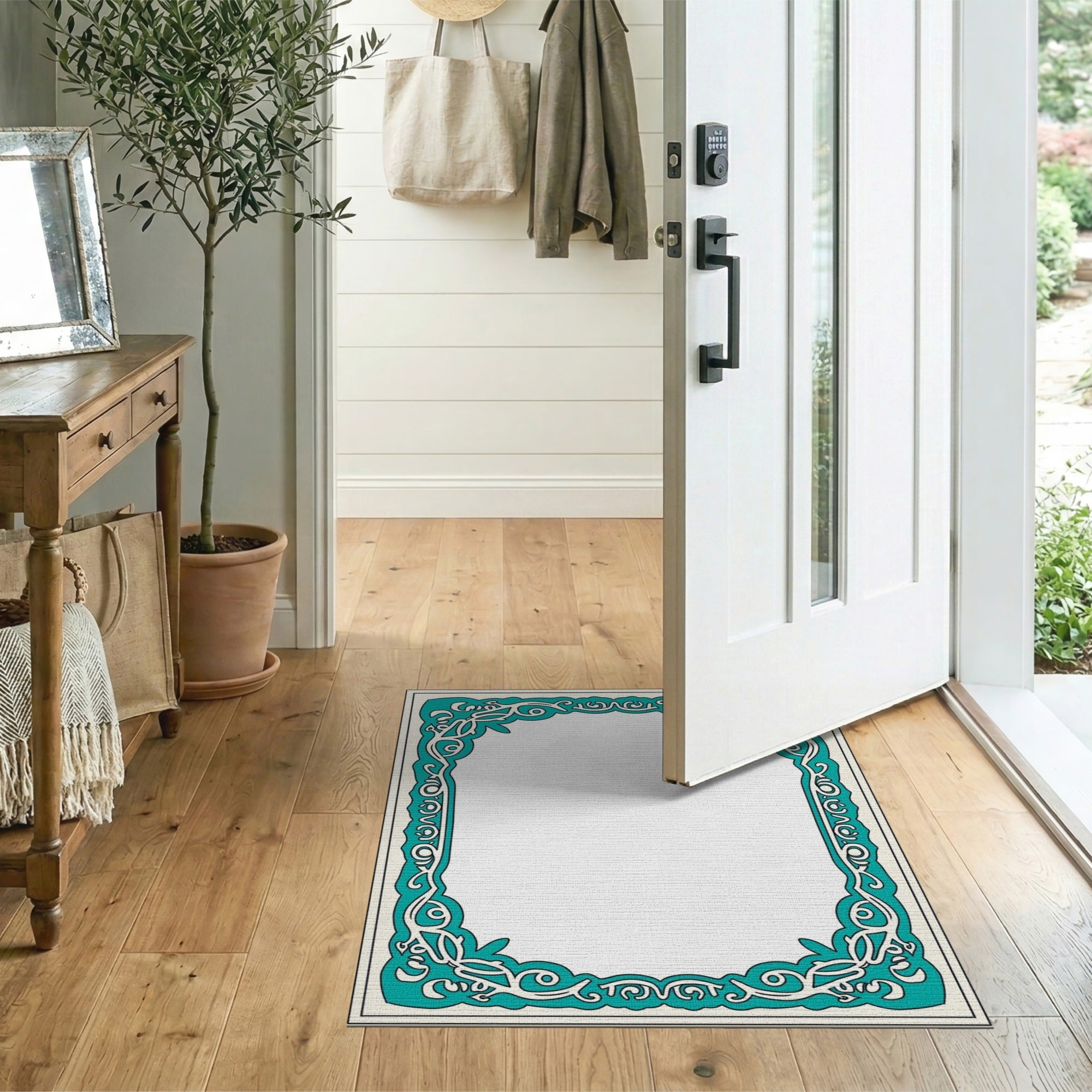 Traditional Persian Ornate Teal Persian Border Area Rug