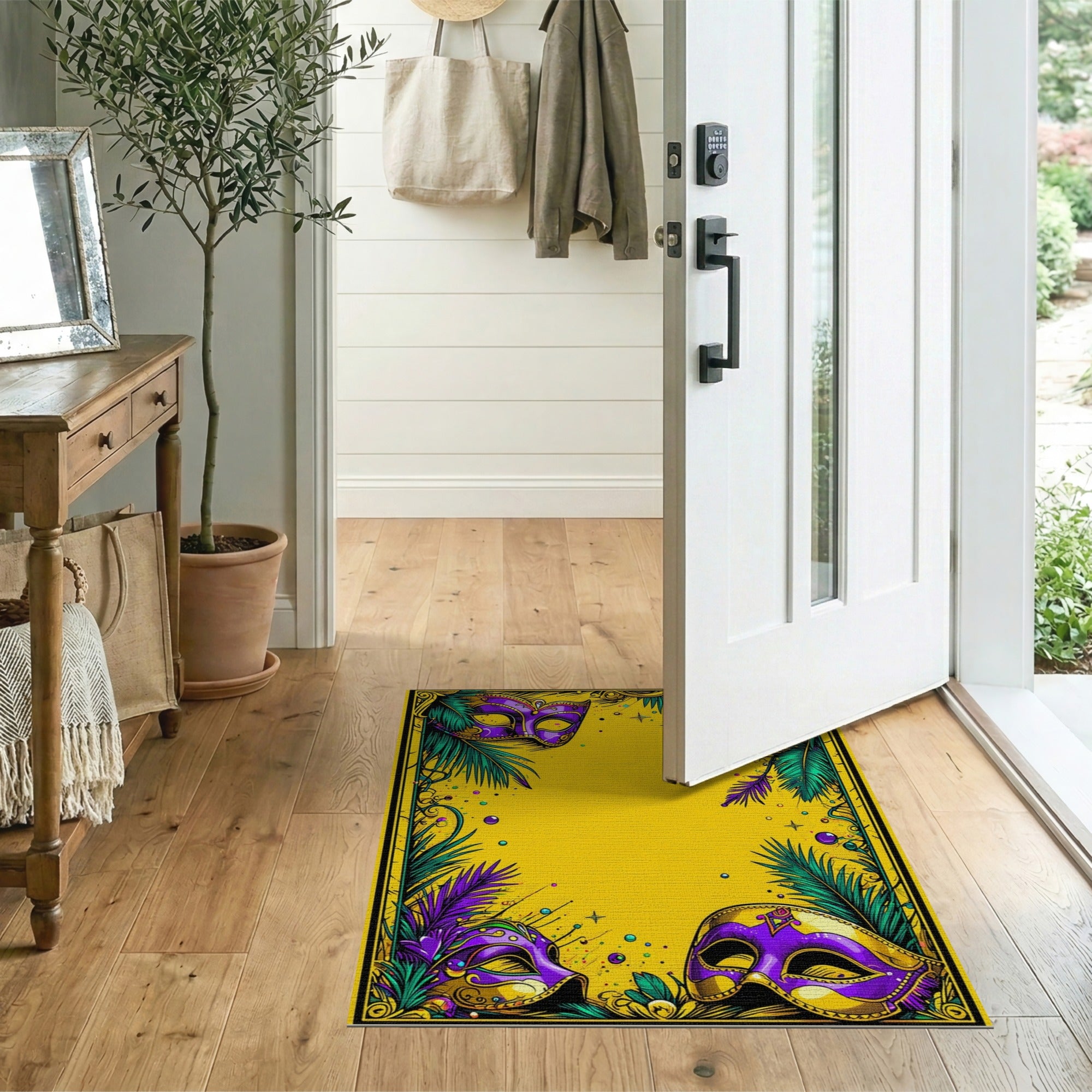 Mardi Gras Purple Mask Carnival Area Rug