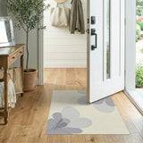 Abstract Grey Petal Layered Area Rug