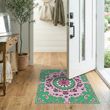 Vibrant Pink Green Mandala Persian Rug
