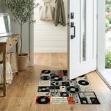 Black White Vinyl Record Music Area Rug