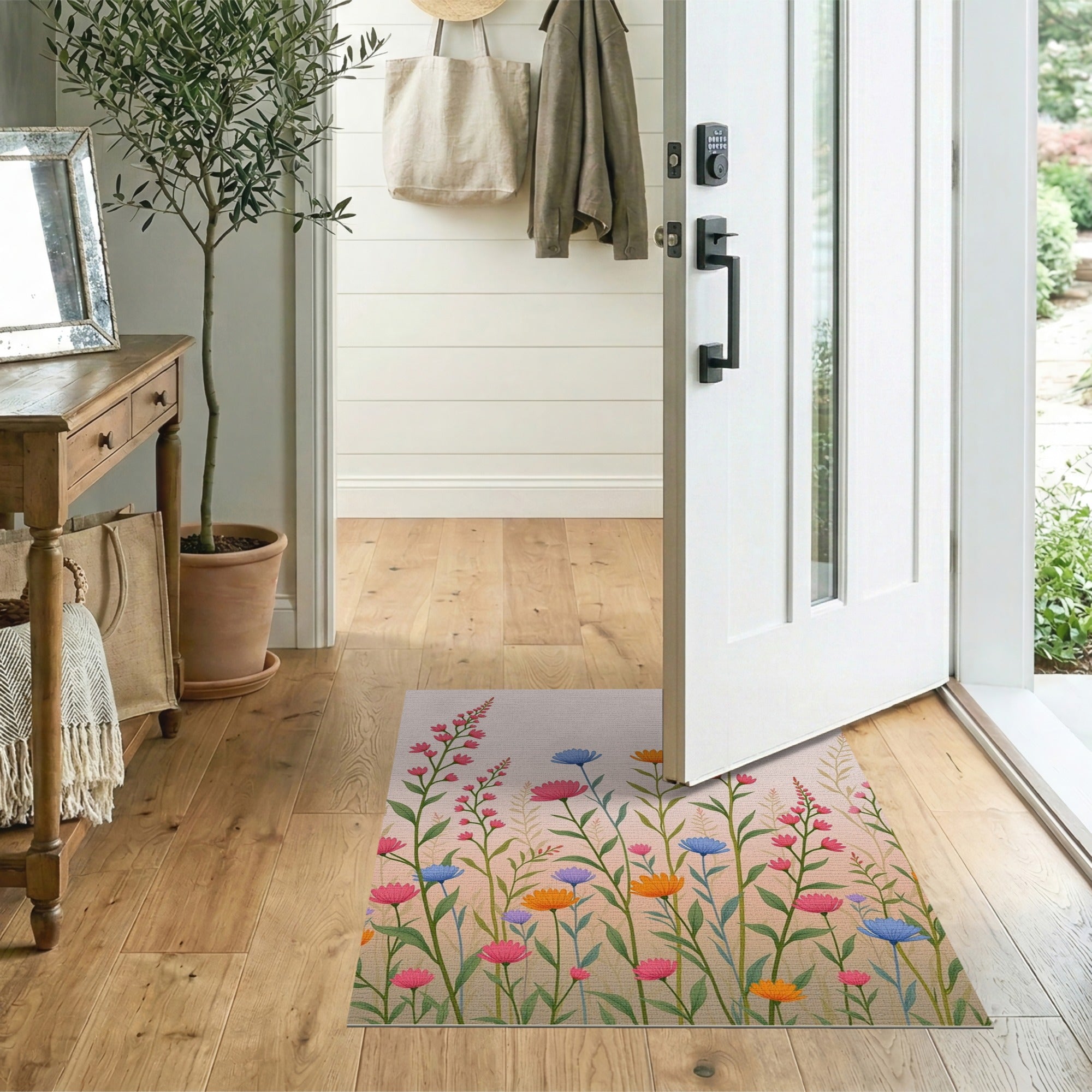 Vibrant Wildflower Meadow Floral Area Rug
