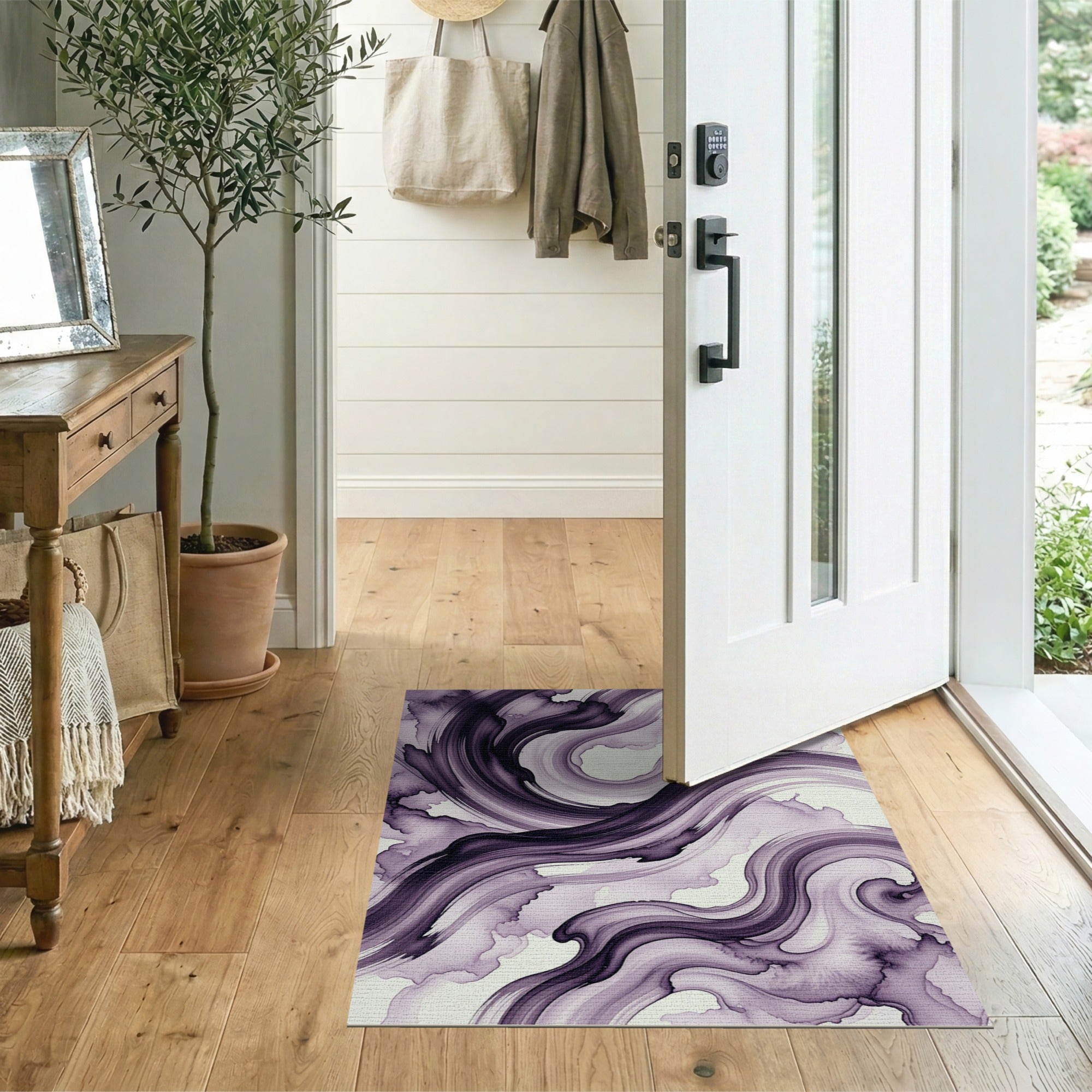 Purple Ethereal Purple Swirl Abstract Area Rug