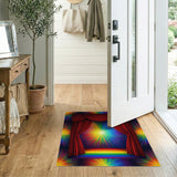 Rainbow Burst Red Curtain Area Rug