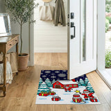 Festive Santa Gifts Snowy Cabin Kids Cartoon Rug