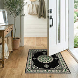 Traditional Persian Green Elegant Green Persian Medallion Area Rug