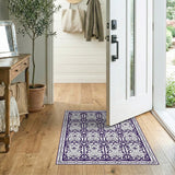 Ornate Purple Fleur-de-Lis Persian Area Rug