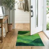 Abstract Green Wave Hills Area Rug