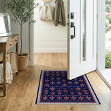 Patriotic Navy Red Stars Area Rug