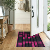Vibrant Pink Geometric Stripe Area Rug