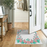 Pink Floral Frame Area Rug
