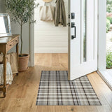 Neutral Beige Plaid Check Area Rug